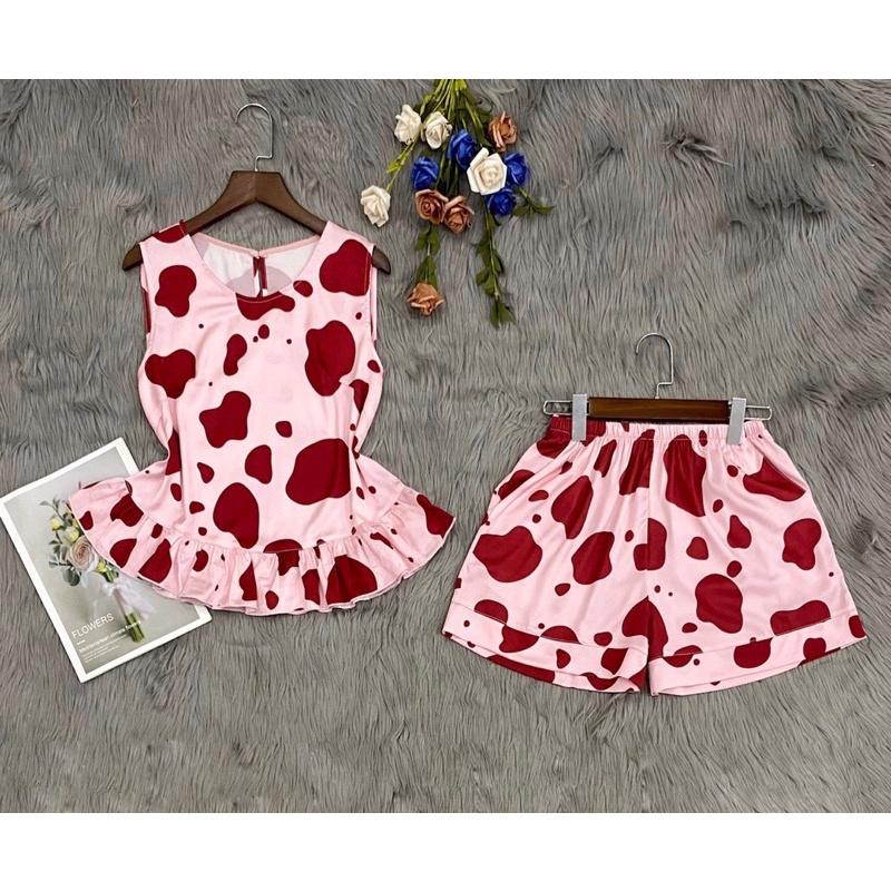 Bộ lụa latin cao cấp sát nách quần đùi, freesize 40-57kg