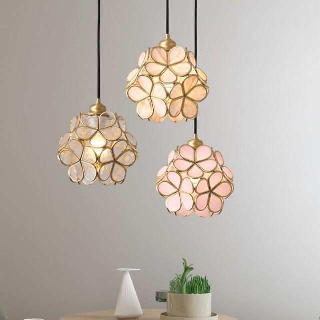 Đèn trang trí, đèn thả hoa chất liệu đồng nguyên chất