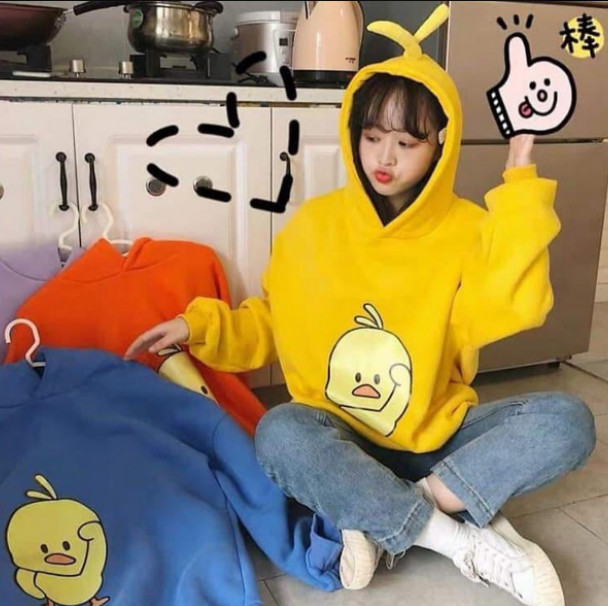 Áo Khoác Hoodie Vịt Gà Con Dễ Thương Trùm Đầu Hàn Quốc Mới