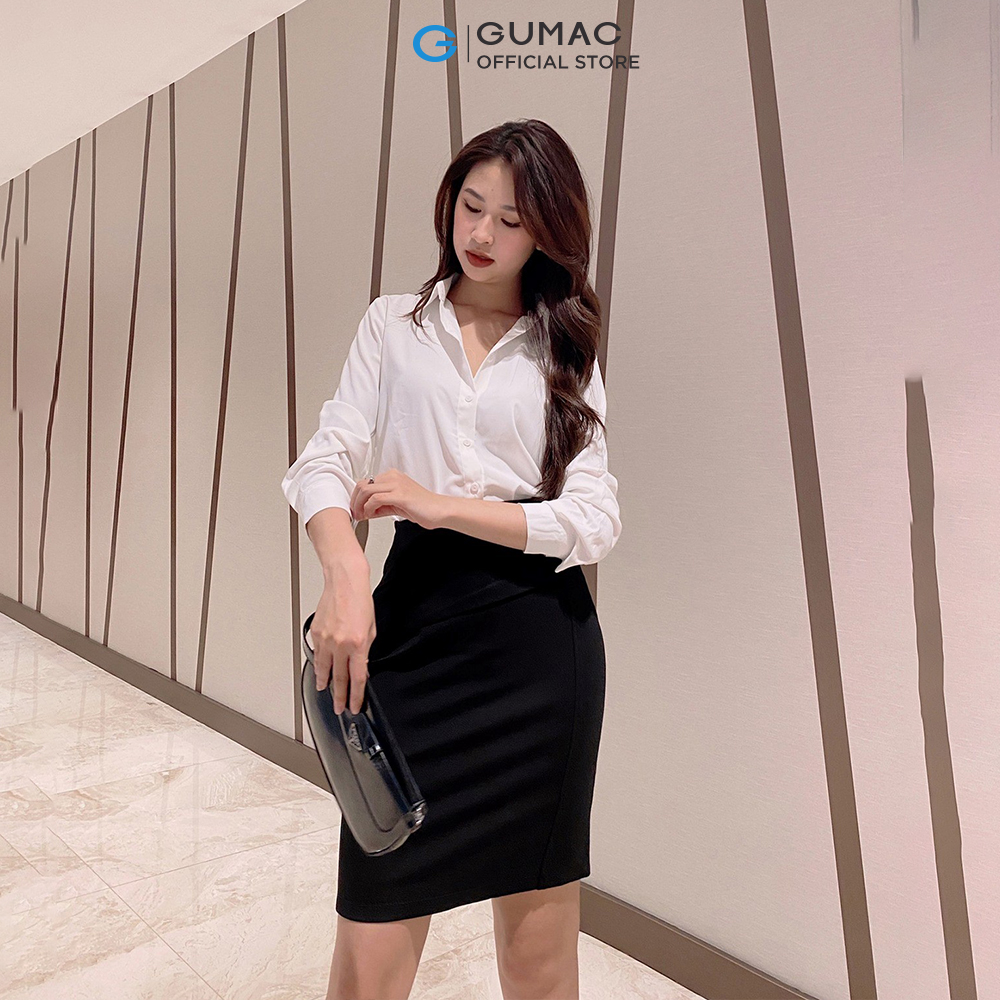 Chân váy ôm nữ GUMAC VC03008 xếp ly thanh lịch tao nhã