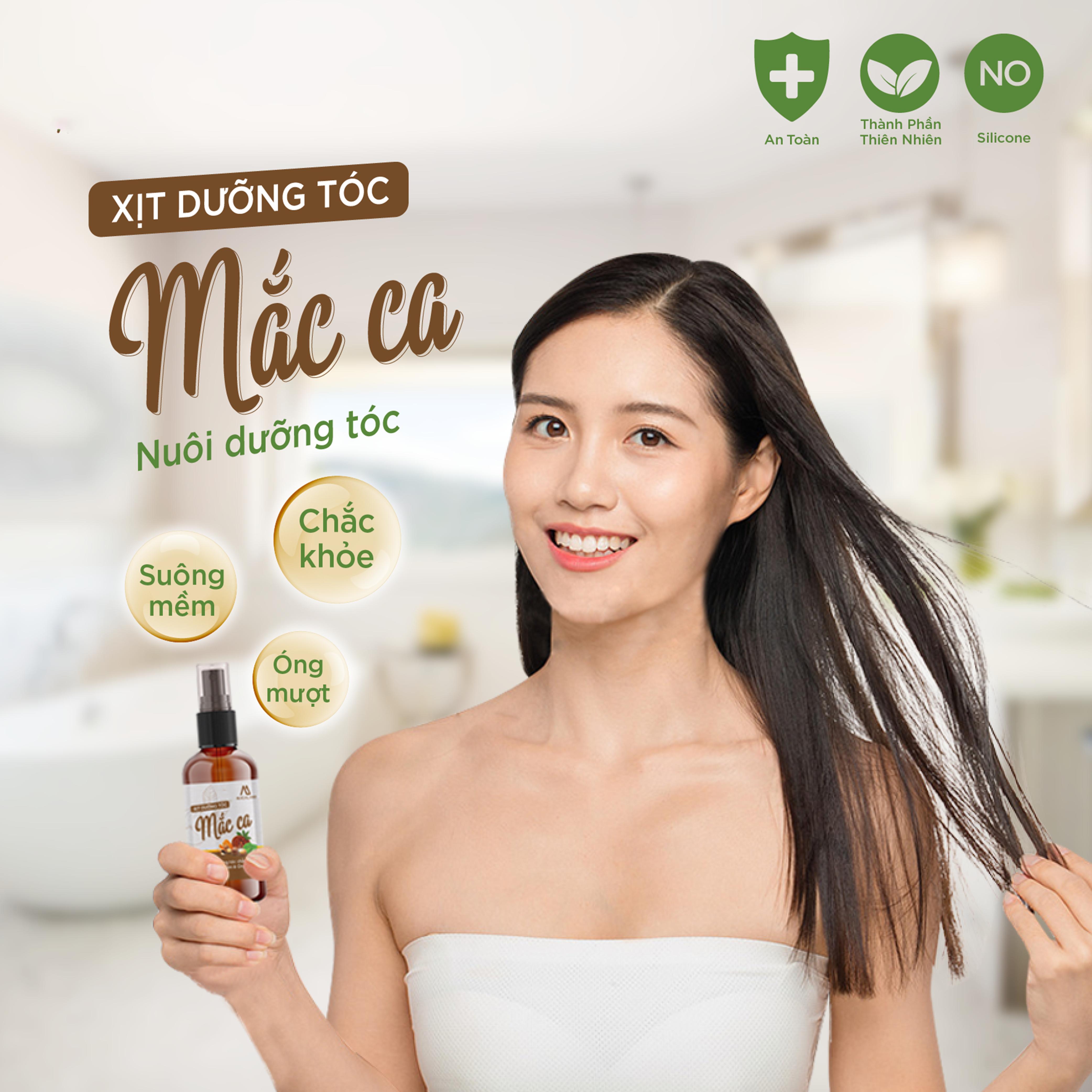 Xịt dưỡng tóc Macadamia 30ml MACALAND công dụng nuôi dưỡng và phục hồi mái tóc bồng bềnh, giảm xơ rối không gây bết dính hương thơm nhẹ nhàng hàng chính hãng công ty, xuất xứ Việt Nam