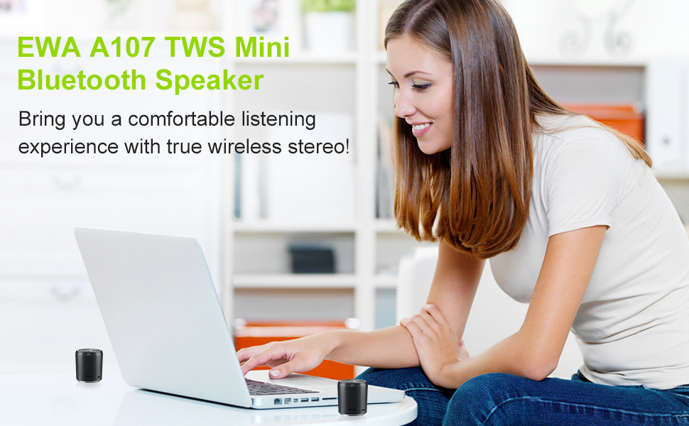 Loa Bluetooth EWA Mini Âm thanh nổi không dây thực sự Loa di động TWS Tăng cường âm trầm Bộ tản nhiệt Bluetooth 5.0 Vỏ kim loại Thẻ SD Màu sắc: Vàng