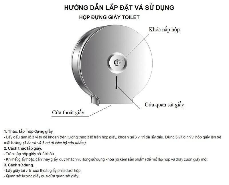 Hộp đựng giấy vệ sinh cuộn lớn gắn tường inox 26cm