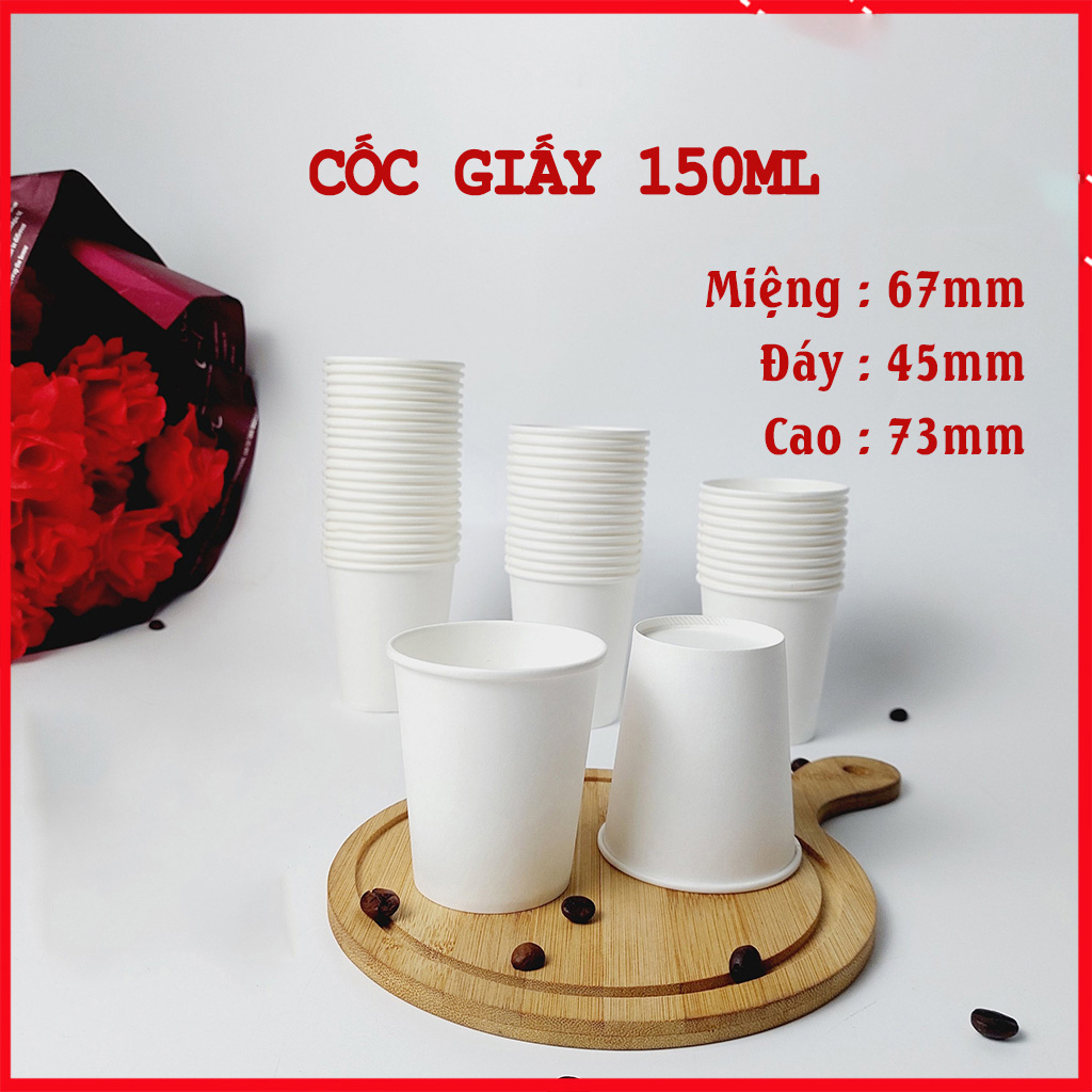 50 cốc giấy 150ml - 5oz ly giấy NHẬP KHẨU HÀN QUỐC cao cấp