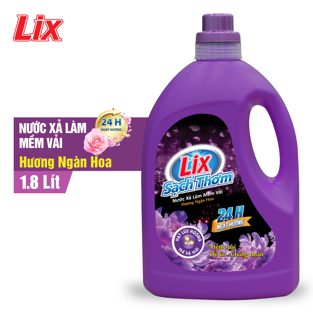 Nước xả vải Lix sạch thơm hương ngàn hoa 1.8 lít L17701