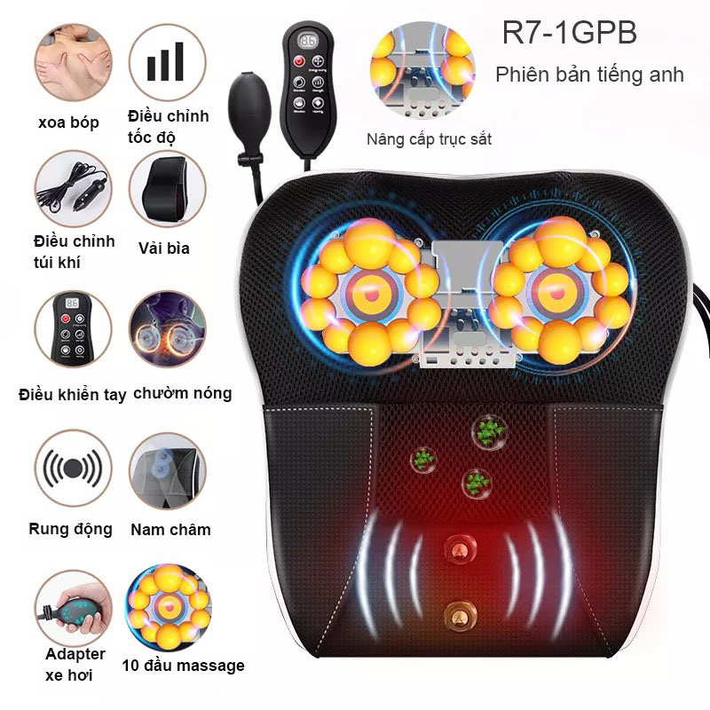 ￼Gối Massage Cổ Vai Gáy Hồng Ngoại (loại 1 ) - Máy Massage 16 bi cao cấp thế hệ mới  2024