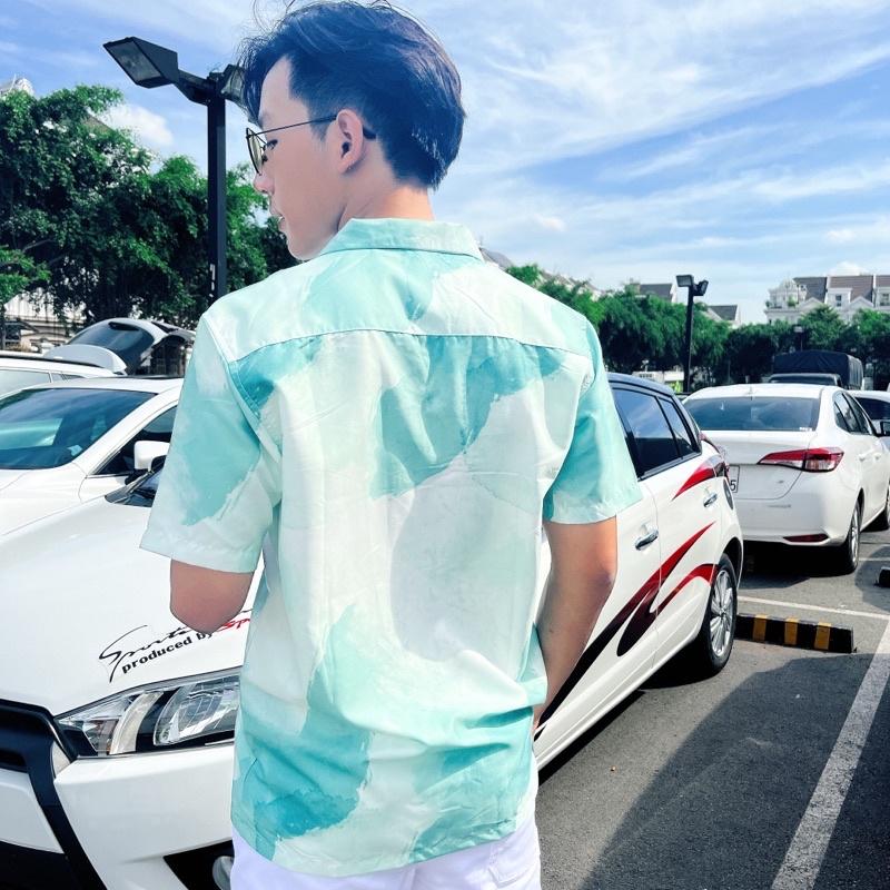 Áo Sơ Mi Nam Nữ Unisex tay ngắn Họa Tiết Loang Màu , chất Lụa Gân dày đẹp, hàng Thiết Kế Mr.Smile 99 Shop