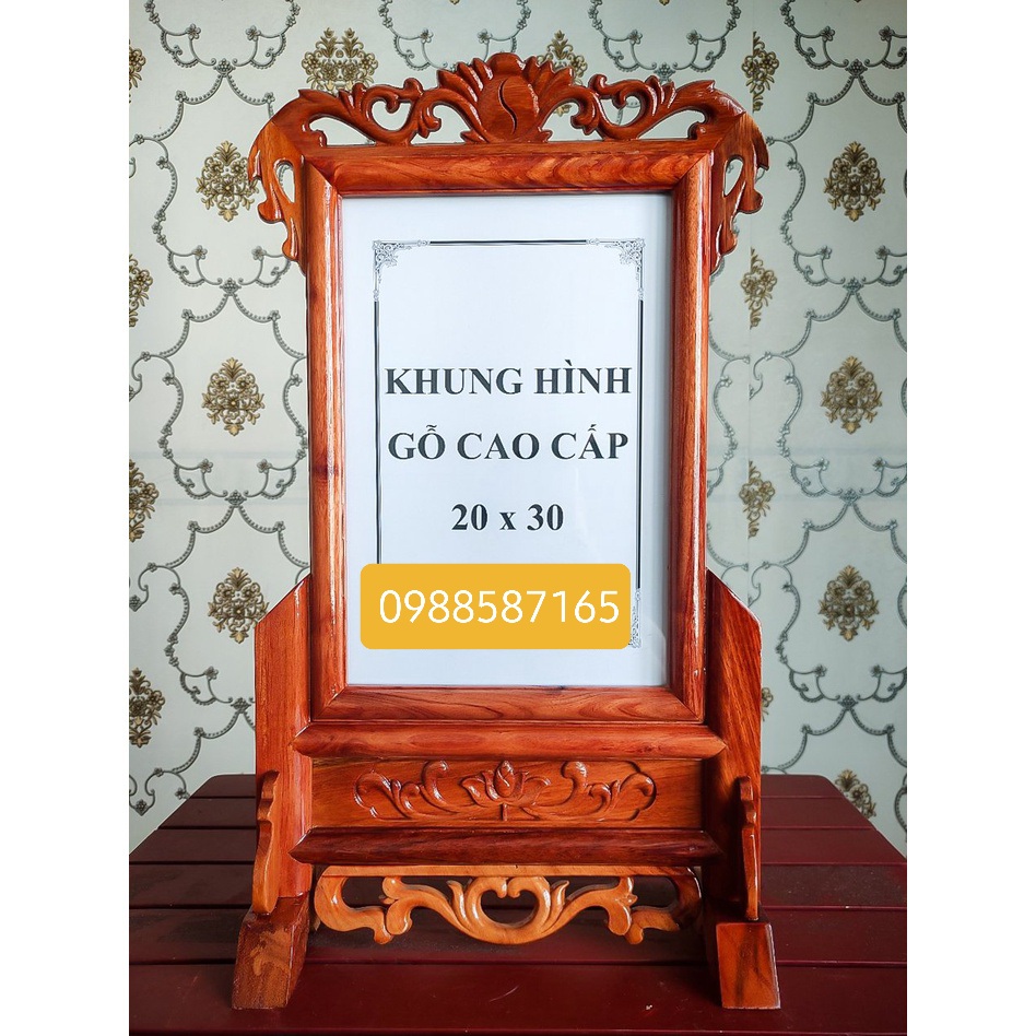 Khung ảnh thờ,khung hình thờ bằng gỗ hương hoa lá tây 30x40 cm