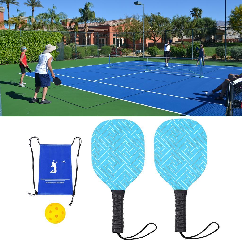 Wooden Pickleball Paddles Set 2 Rackets Portable for Indoor