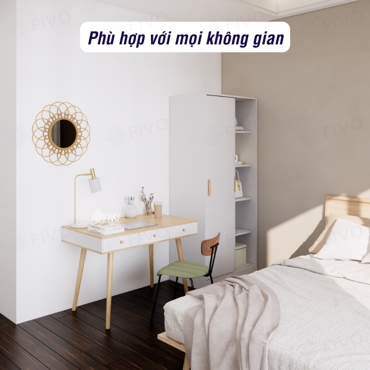 Tủ Treo Quần Áo Cửa Lùa Gỗ MDF Cao Cấp FIVO FC32, Nhiều Ngăn Đựng Đồ, Không Gian Hộc Tủ Trên Rộng Rãi - Màu Trắng