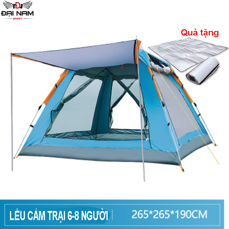 Lều Cắm Trại Du Lịch Tự Bung Gập Gọn 6 - 8 Người Siêu Chống Nắng, Mưa Đại Nam Sport Kèm Nệm Chống Ẩm - Xanh Nước Biển