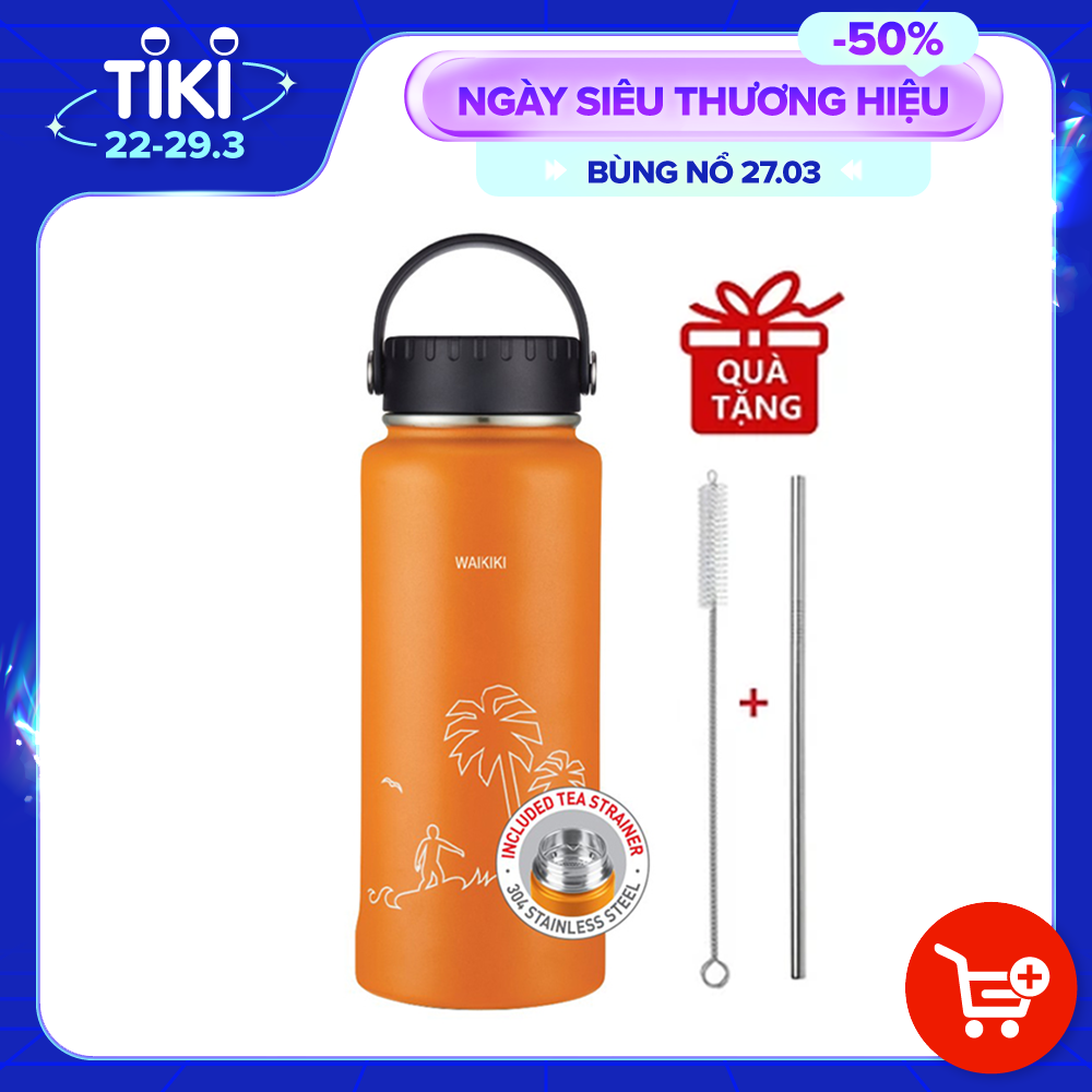 Bình Giữ Nhiệt Lock&amp;Lock Riga Tumbler LHC4160 (897ml) - Hàng Chính Hãng, Bằng Thép Không Gỉ, Có Lưới Lọc Inox - Tặng Kèm Ống Hút Và Cọ Rửa Ống Hút