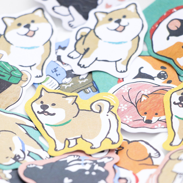 30 Miếng Sticker trang trí chó Shiba Inu &amp; Husky