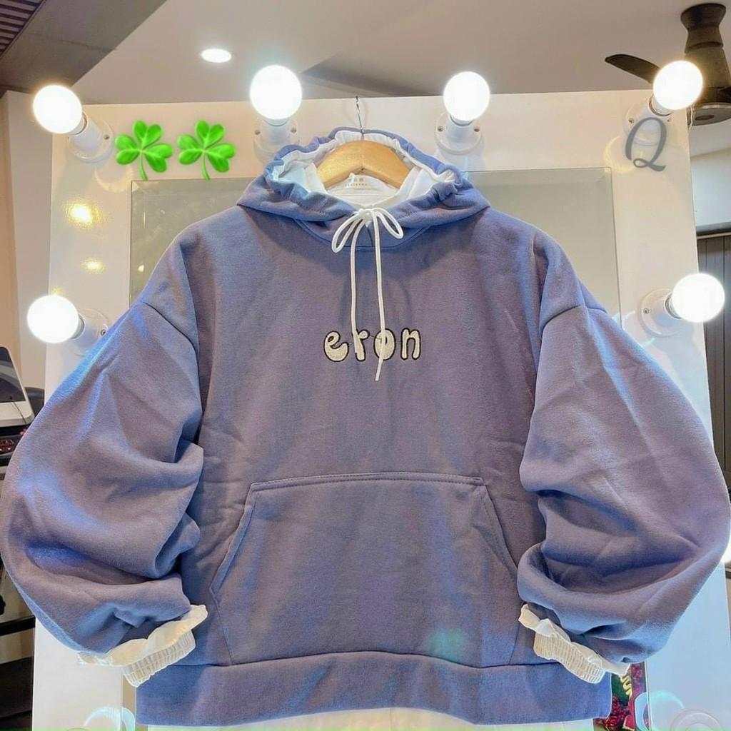 Áo Hoodie Chống Nắng THIFU FASHION Thêu Chữ ERON Nón 2 Lớp Chất Liệu Thun PE Cho Nam Và Nữ Dưới 70kg