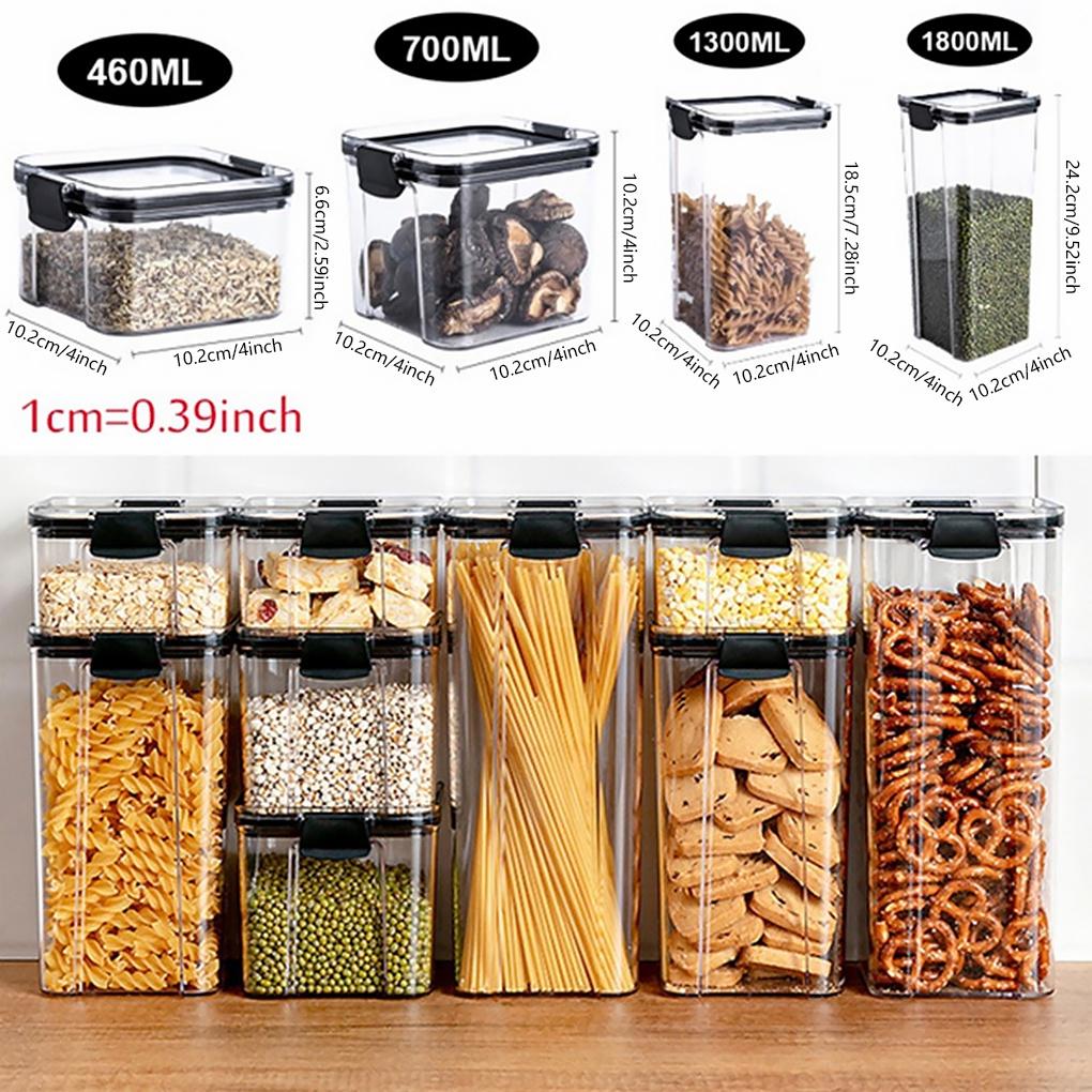 Food Storage Container with Airtight Lids Kitchen Rice Dispenser Spices Baking Flour Organizer Case Indoor