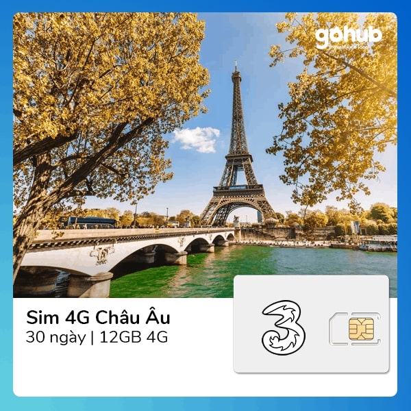 Gohub - Sim 4G Châu Âu + Thế giới 12GB