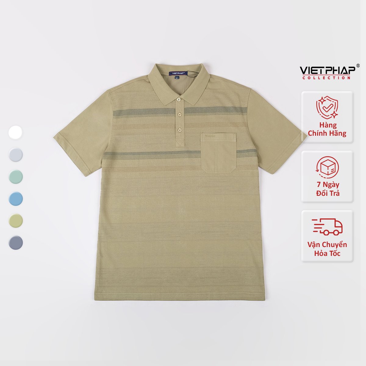 Áo Polo Nam VIỆT PHÁP Form Luxury - Thun Dệt Kim, lịch lãm, sang trọng  3316