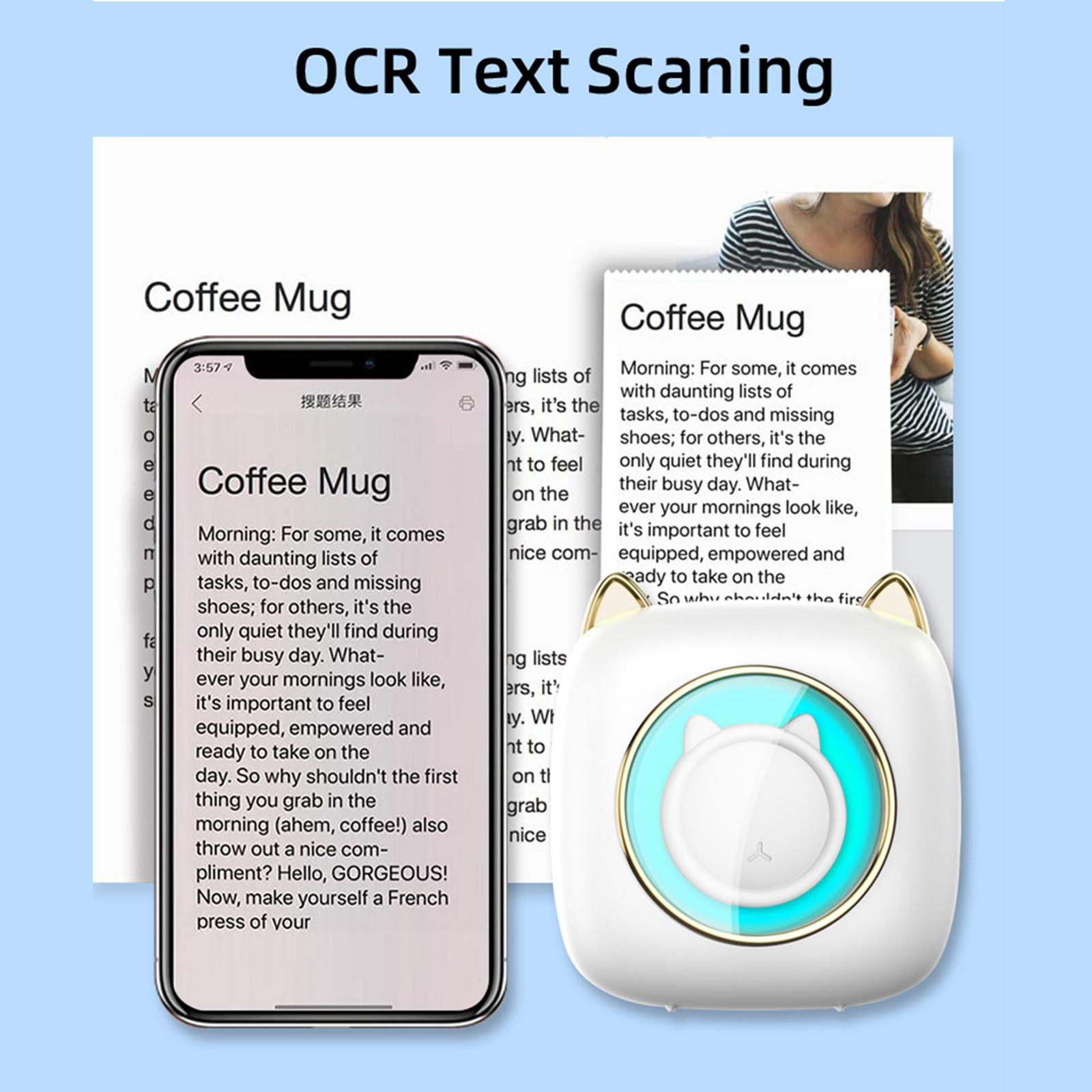 Mini Pocket Printer, 200DPI Rechargeable Portable Printer Thermal Photo Printer for Mobile Notes Stickerreceipt Paper List
