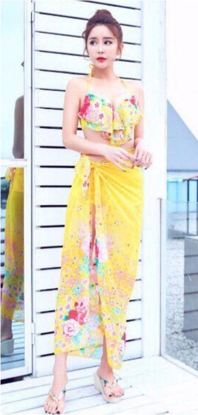 SET BIKINI HOA NỮ TÍNH KÈM KHĂN NT4299