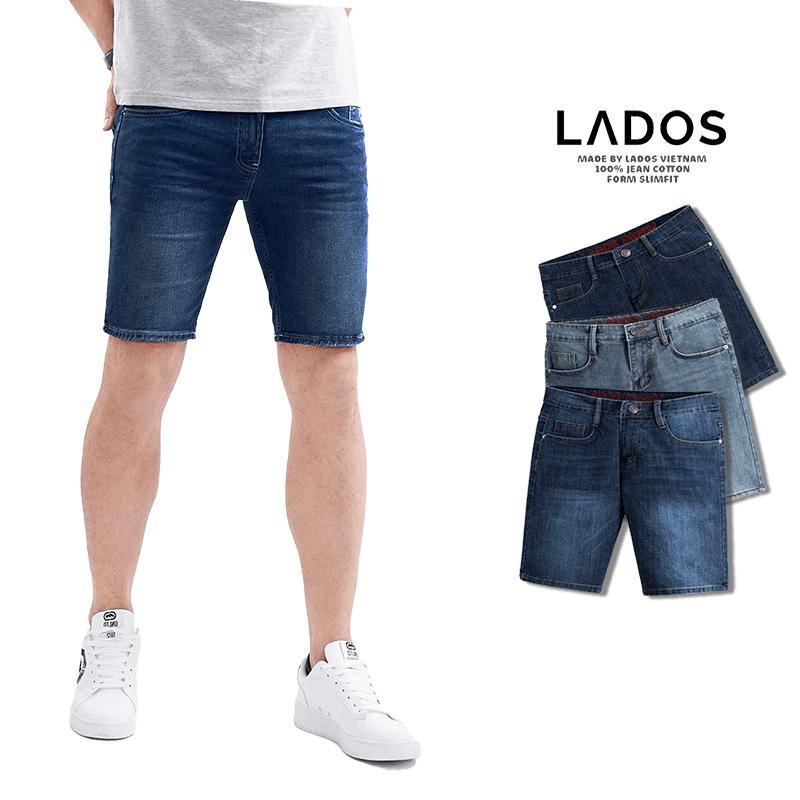 Quần short jeans nam form đẹp, chính hãng Lados - 14090 thời trang, co giãn nhẹ