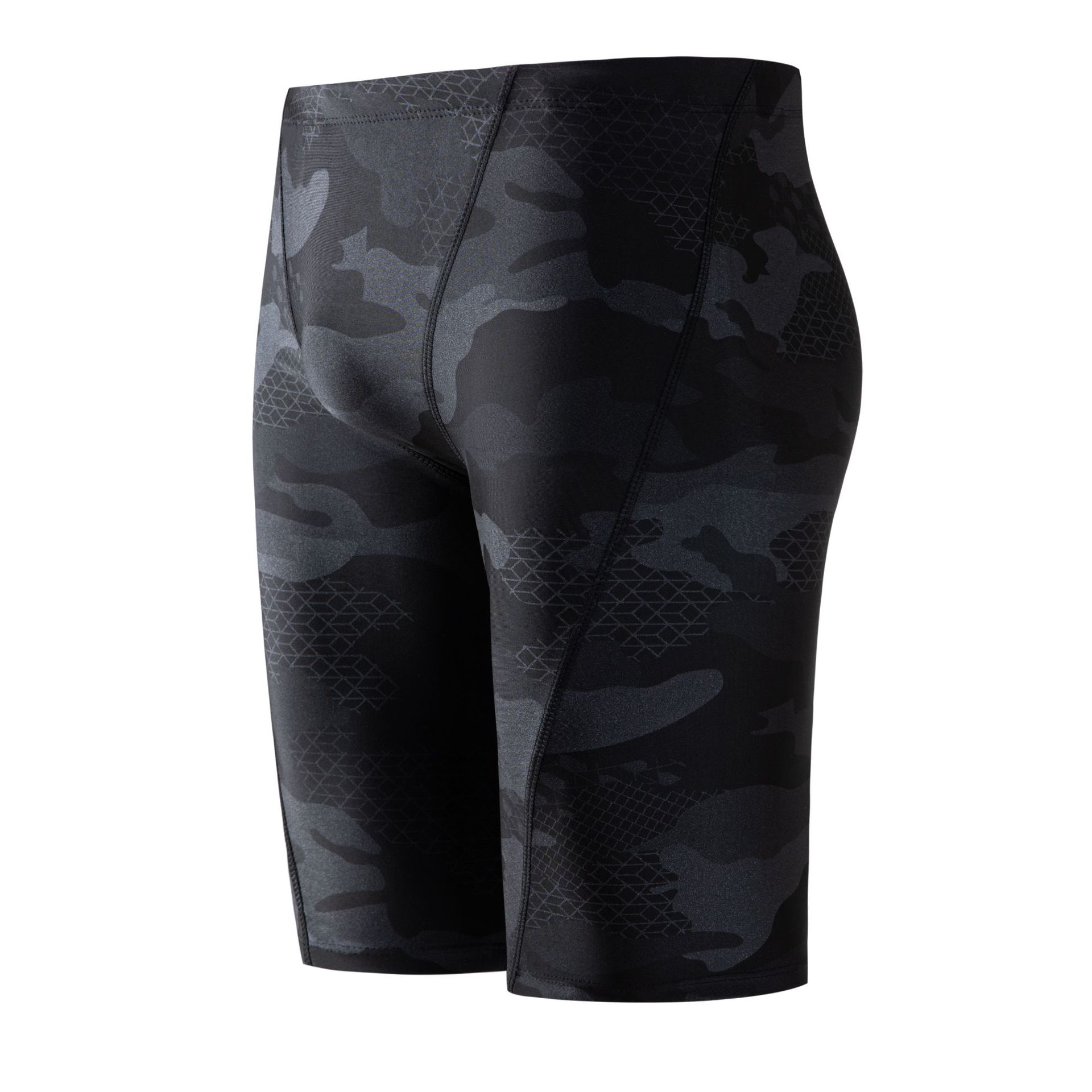 Quần bơi lửng boxer dài cho nam Cleacco màu đen Camo , chất vải  Poly co giãn 4 chiều , thoáng khí , thoát nước nhanh BORO SPORT - Tặng nón bơi vải