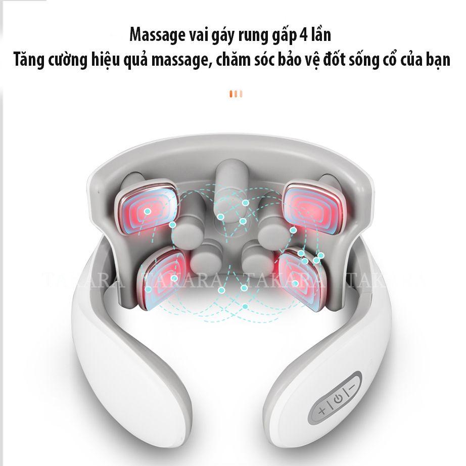 Máy Massage Cổ Vai Gáy, Mát Xa Xung Điện Cùng 5 Đầu Rung Takara Trị Liệu Nhức Mỏi JT88 BH 12 Tháng