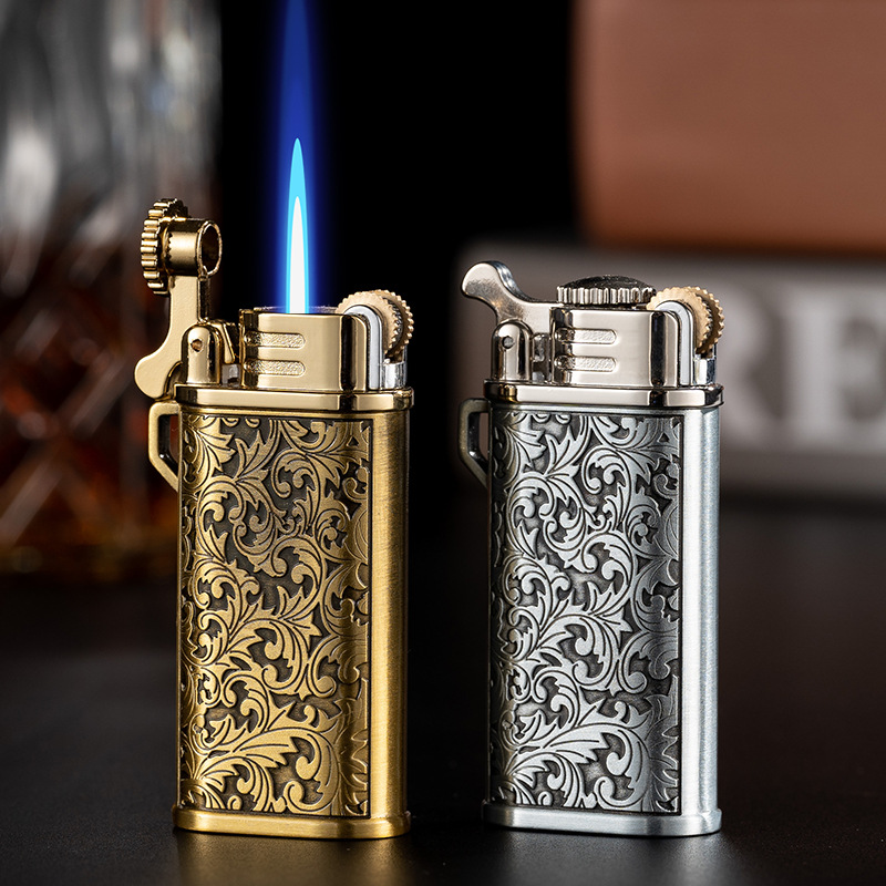 Bật lửa hột quẹt khè gas đá rảnh tay CHIEF CF220B hình hoa văn - xài gas