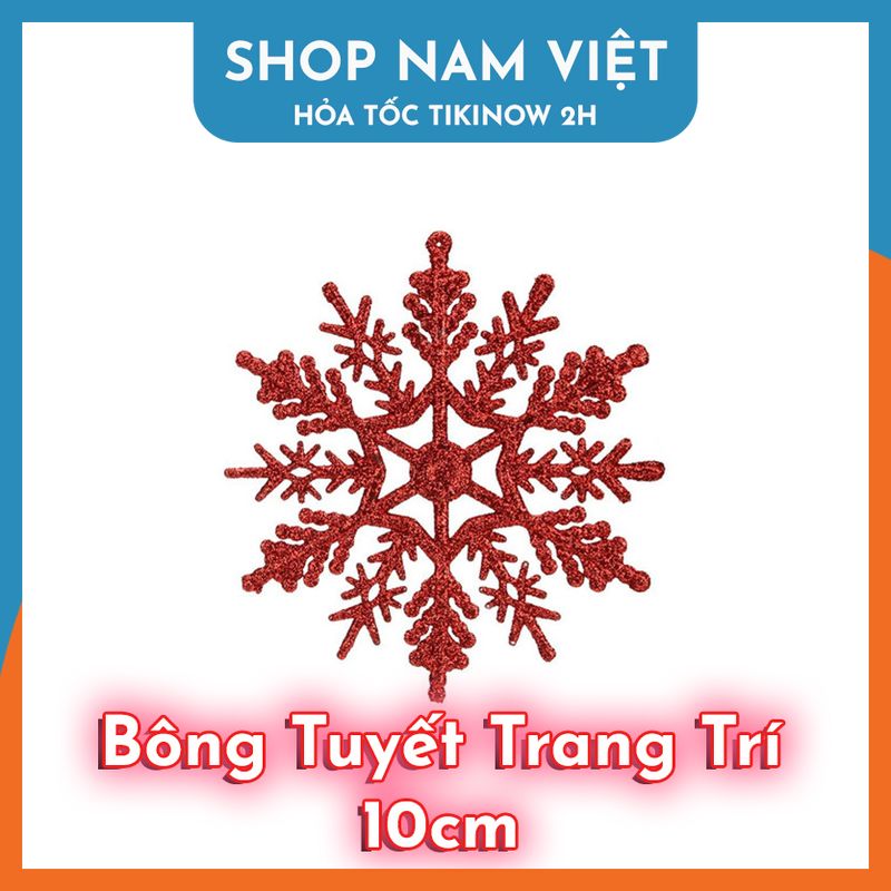 Set 5 Bông Tuyết 10cm Lấp Lánh Trang Trí Cây Thông Giáng SInh