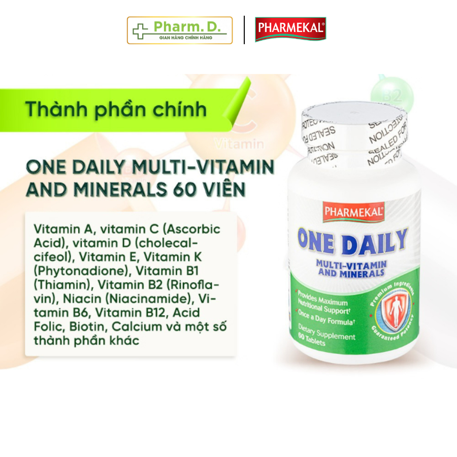 Viên Uống PHARMEKAL One Daily Multi-Vitamin And Minerals Bổ Sung Vitamin Và Khoáng Chất Tổng Hợp (60 Viên)