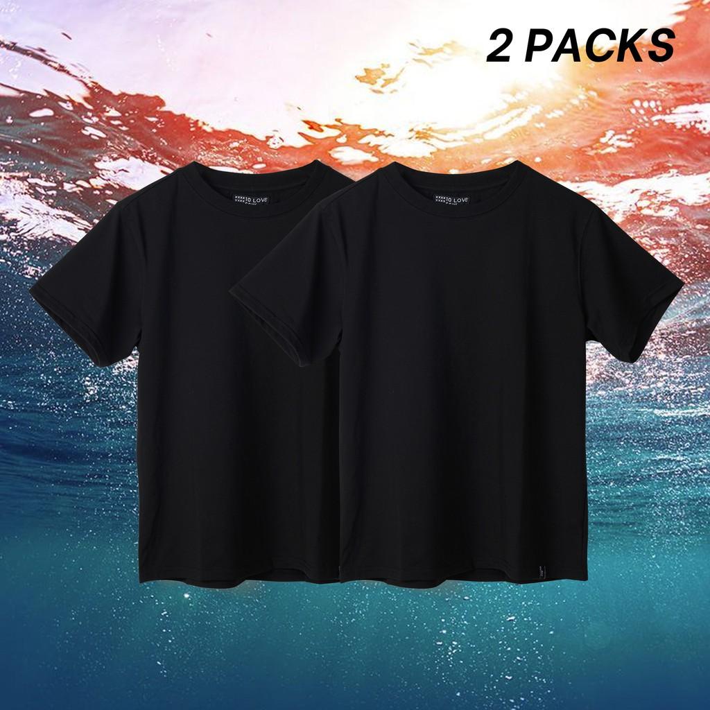 Combo 2 áo thun Trắng trơn 10 LOVE cao cấp - Đen