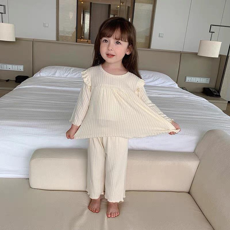 Bộ dài tay cho bé, đồ bộ bé gái chất gân lạnh siêu mềm mại, kiểu dáng đáng yêu size từ 8 đến 22kg