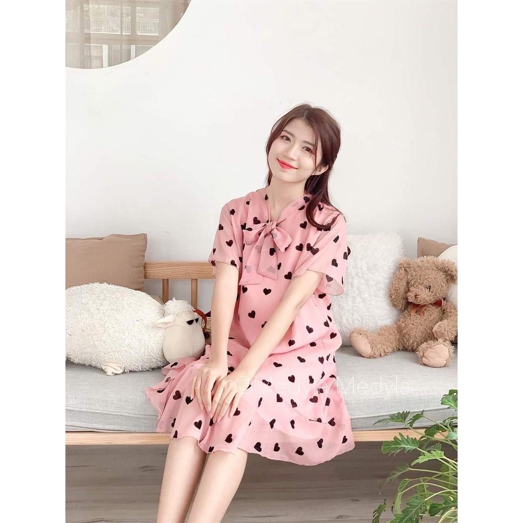 [Hàng loại 1]Đầm Bầu Váy Bầu cao cấp dáng Xuông Chất Lụa Hàn Mềm, siêu mát Thấm Mồ Hôi Tốt, Freesize từ 45 đến 70Kg