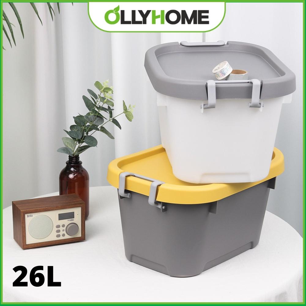 Thùng Nhựa Đựng Đồ 26L Thùng Đựng Đồ Curve Oliving Dung Tích 26L Có Nắp 2 Màu Phong Cách Hàn Quốc ST31