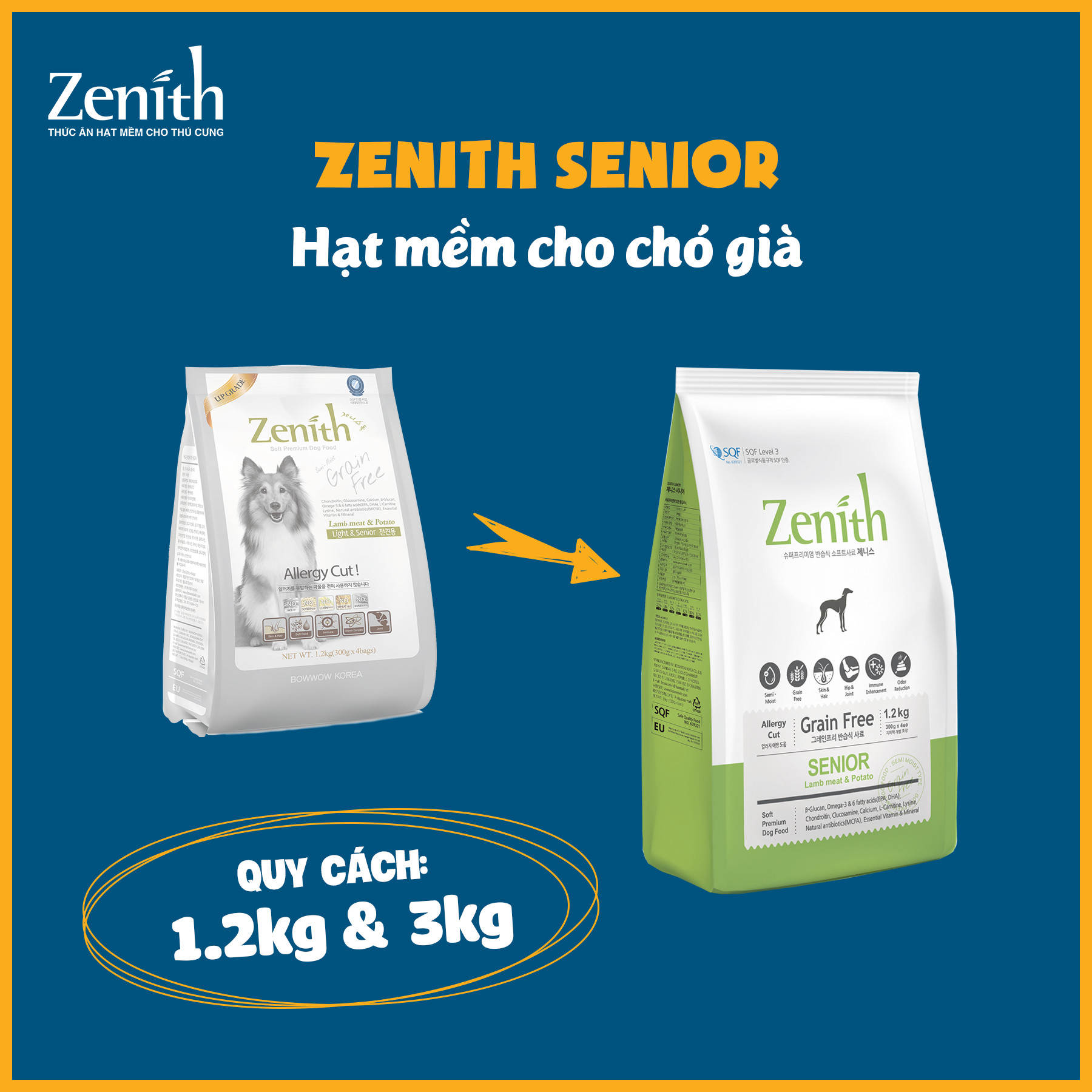 Thức Ăn Hạt Mềm Chó Già Zenith Senior