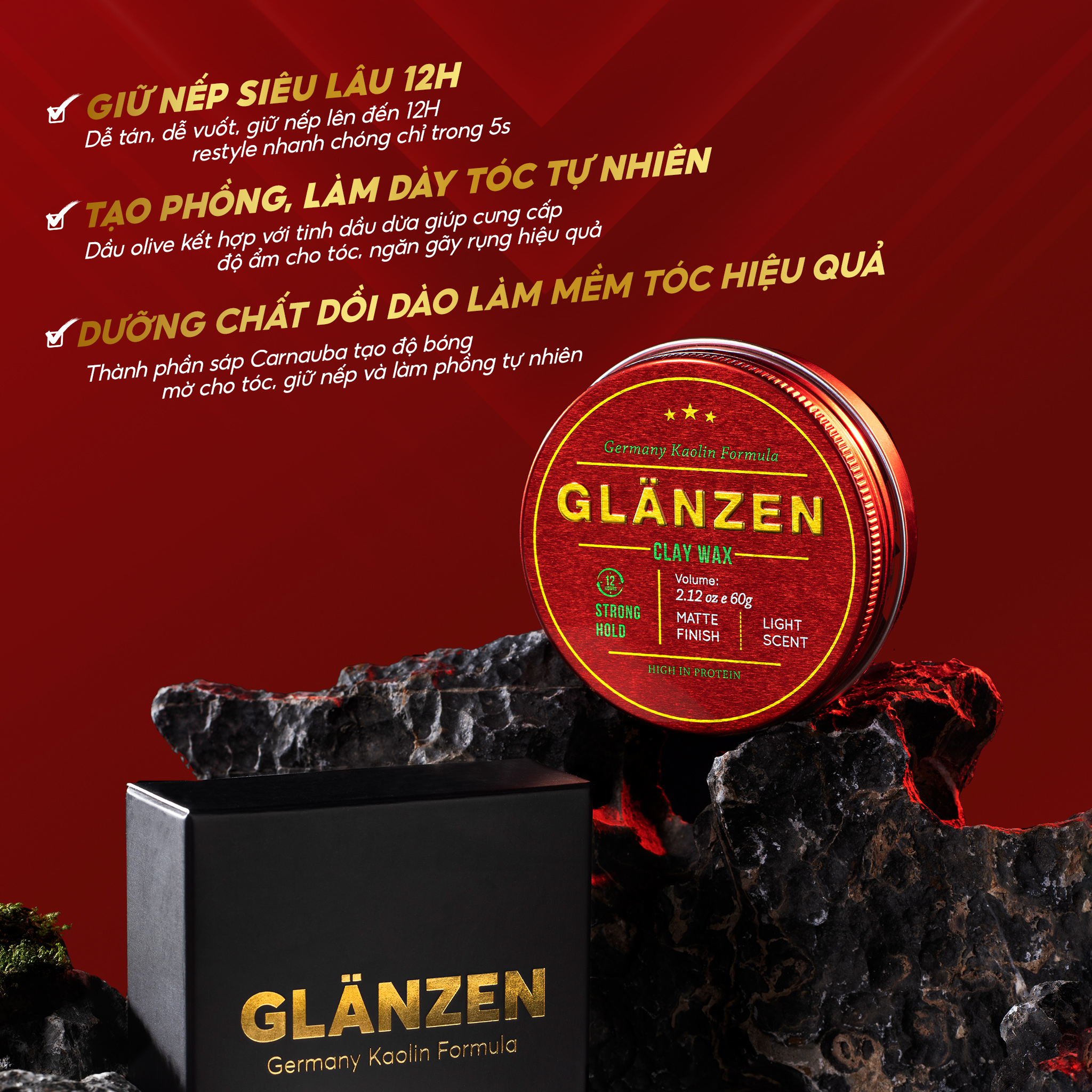 Hình ảnh Sáp Glanzen Clay 60g - Sáp Chính Hãng 