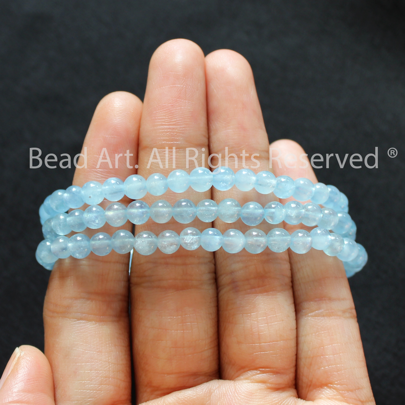 [5 Hạt/10 Hạt] 4.5MM Đá Aquamarine Hải Lam Ngọc Tự Nhiên Xanh Biển Loại AB, Mệnh Thuỷ, Mộc, Phối Vòng Tay Phong Thuỷ, Chuỗi Hạt - Bead Art