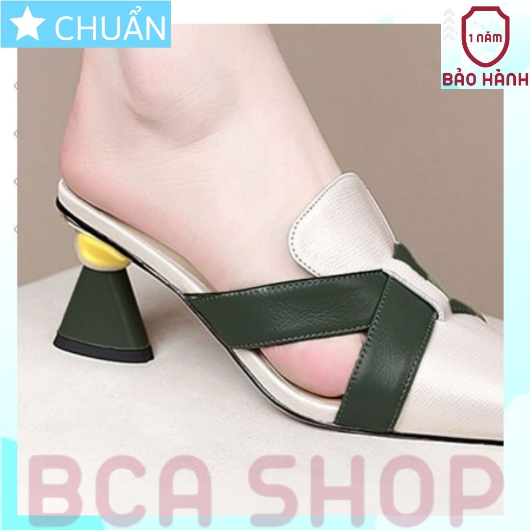 Giày cao gót nữ bít mũi 5p RO495 ROSATA tại BCASHOP đế cách điệu, quai chéo phối khác màu với mũi giày- trắng phối rêu