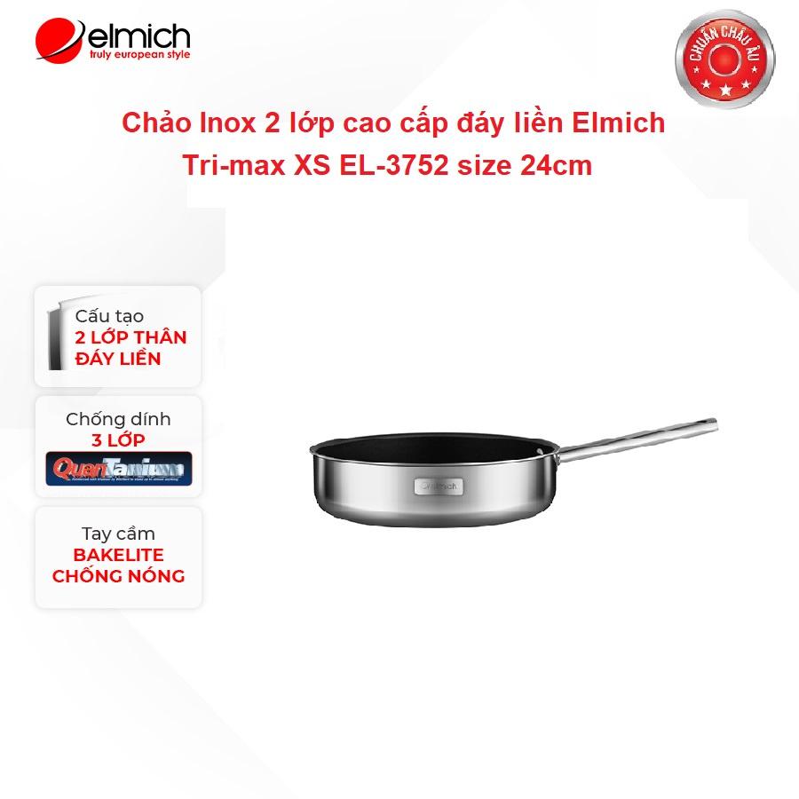 Chảo Elmich Inox 2 lớp cao cấp đáy liền Tri-max XS EL-3752 size 24cm