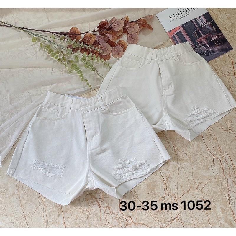 Quần short jean nữ rách màu trắng size đại đến 80kg hàng VNXK Ms1052 thời trang bigsize