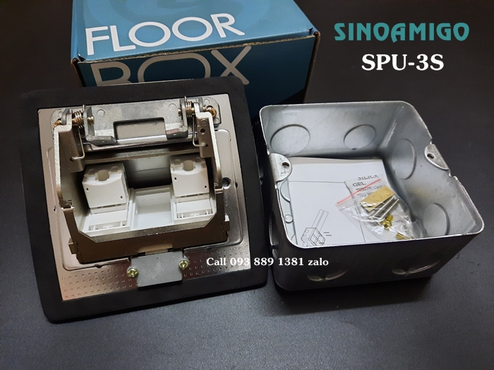 Ổ cắm điện âm sàn Sinoamigo SPU-3S inox màu bạc nhập khẩu chính hãng