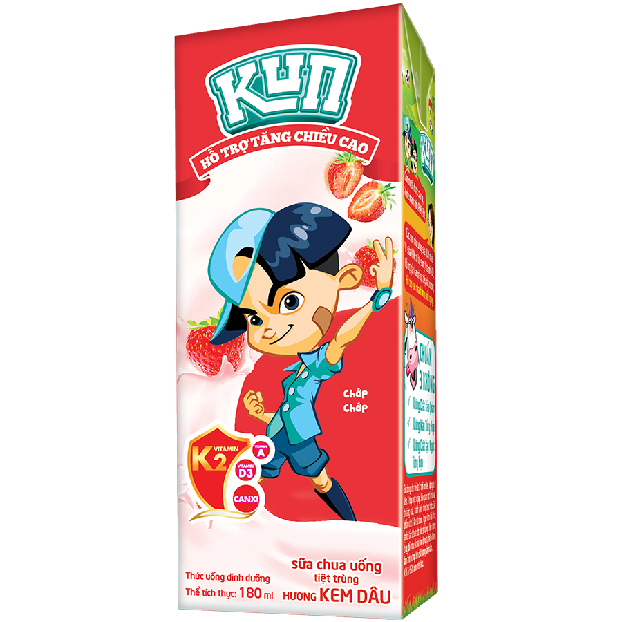 Thùng 48 hộp sữa chua uống hương kem dâu Kun 180ml