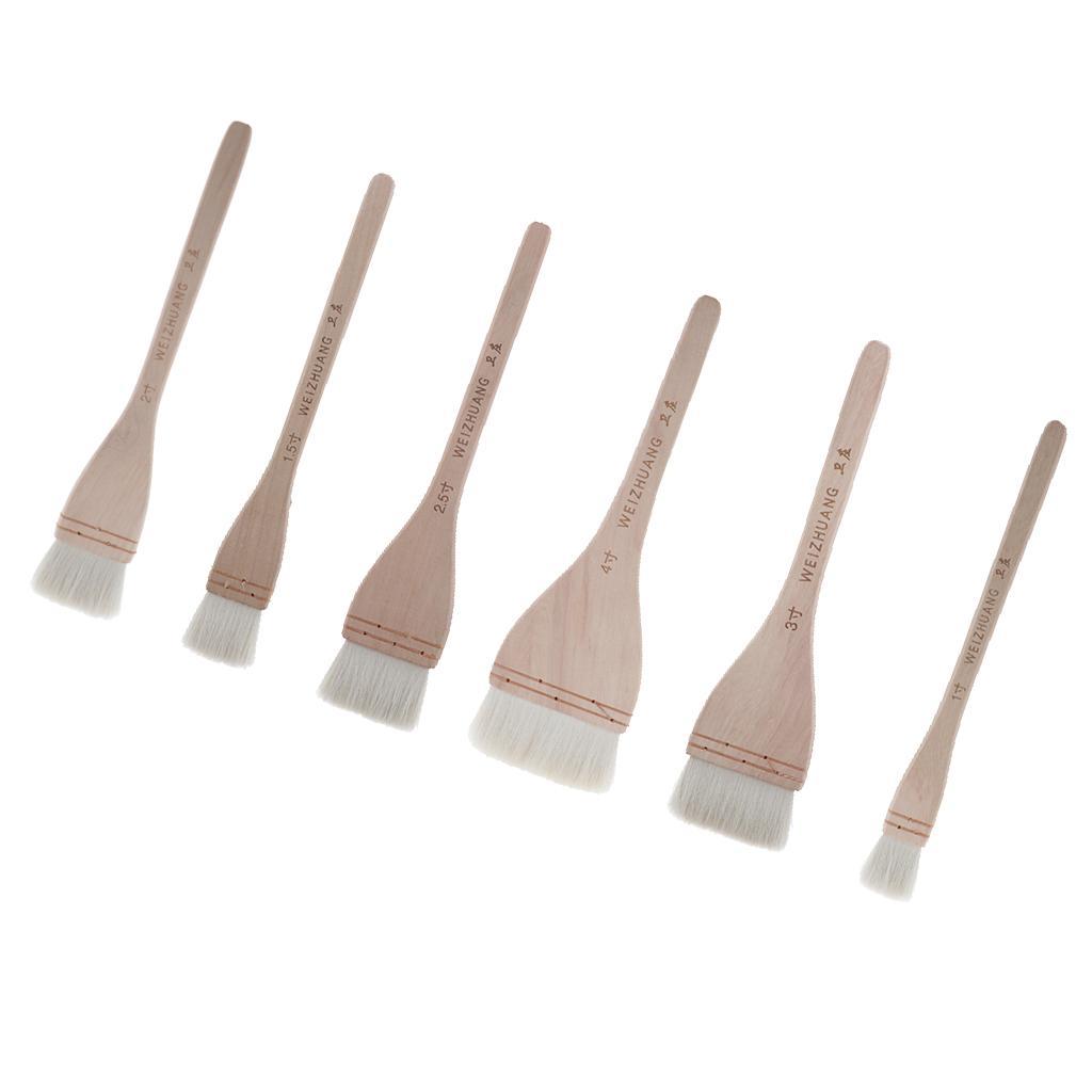 Brushes Flat Pointed Brushes Long Wood Handle for Wall Painting 2inch