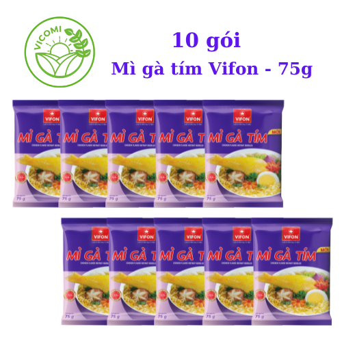 10 gói Mì gà tím Vifon 75g, mì ăn liền gà tím