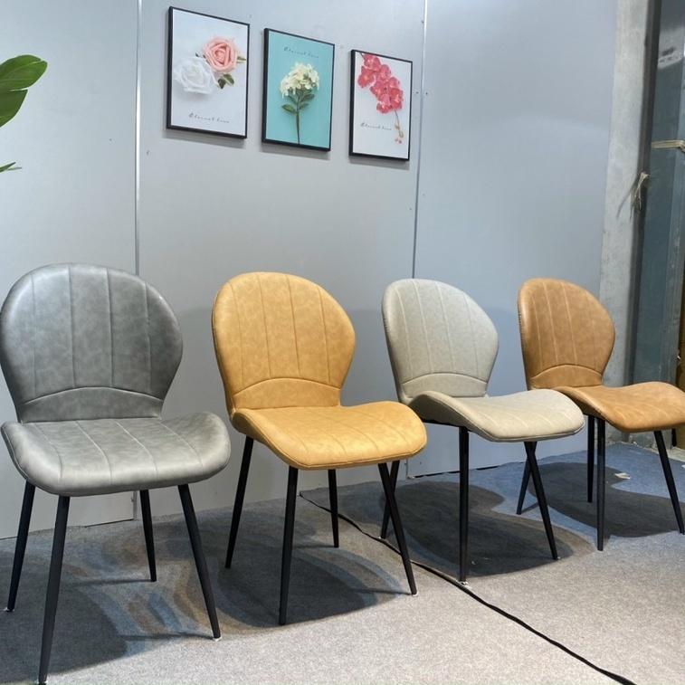 Bộ bàn ăn đá phiến ceramic chân sắt kết hợp với ghế Nordic sọc