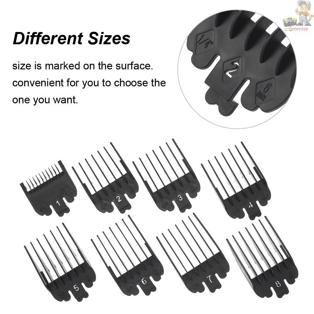 Set 8 / 10 Đầu Lược Nhựa Màu Đen Chuyên Dụng Cho Tông Đơ Cắt Tócchạy