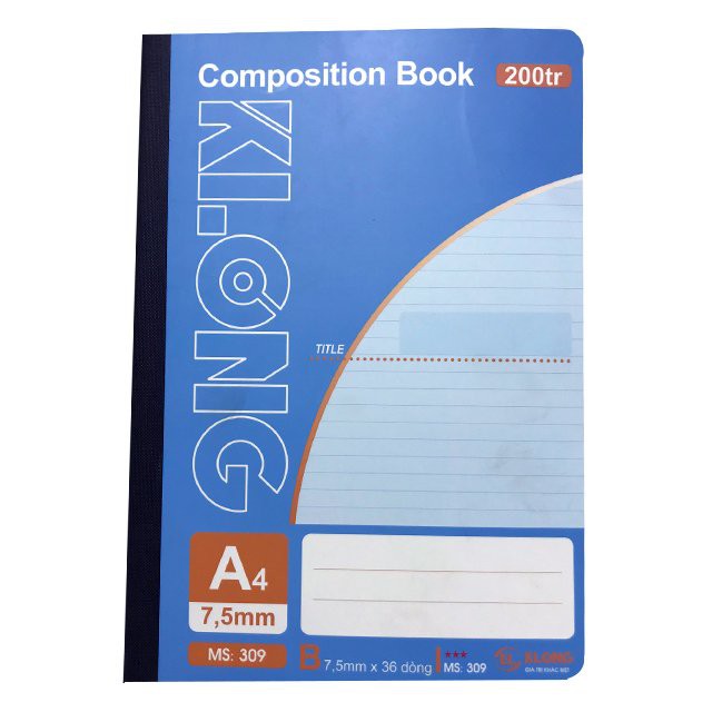 Sổ May KLONG A4 200 Trang 58/88 Compostion Book; MS: 309