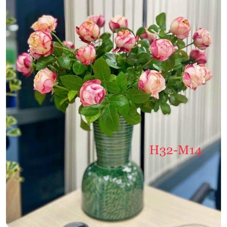 Bình cắm hoa dáng đầm, men hỏa biến xanh ngọc. Gốm sứ Bát Tràng.