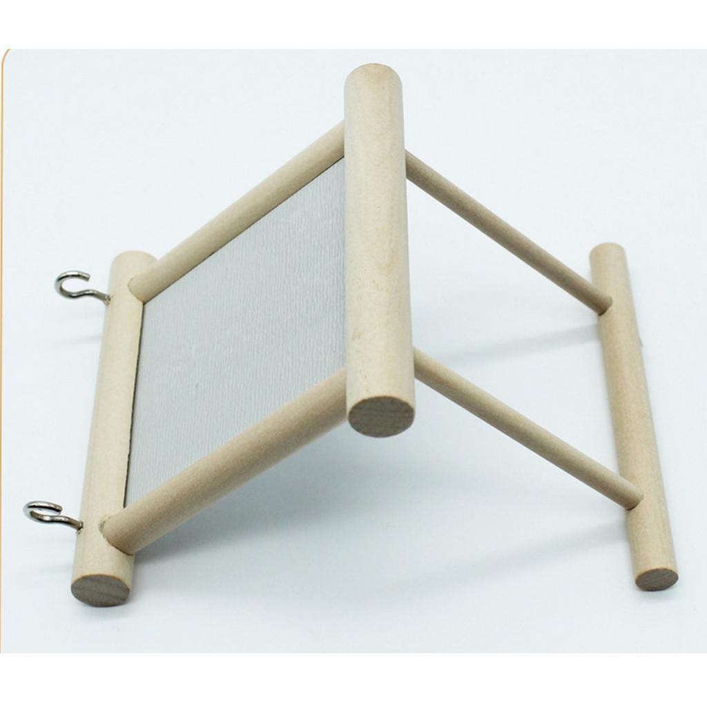 Pet Bird Cage Perches Stand Platform + Bird Swing Hanging Play with Mirror