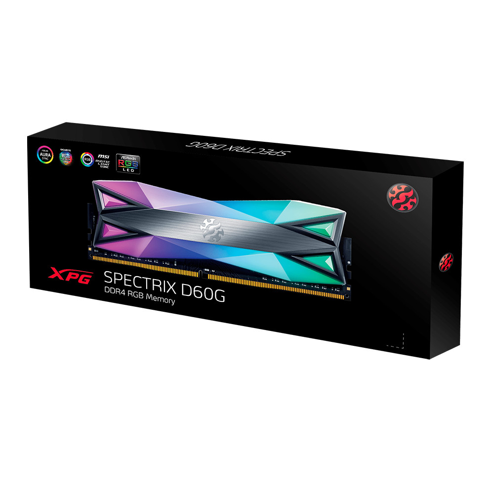 Bộ nhớ RAM PC ADATA DDR4 XPG SPECTRIX D60-LED 16GB (8G*2) 3000 TUNGSTEN GREY RGB - Hàng Chính Hãng