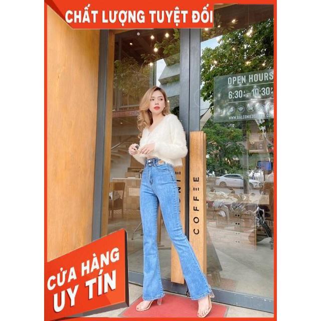 QUẦN JEANS LOE DÁNG DÀI LƯNG CAO 2 NÚT- ảnh thật shop chụp
